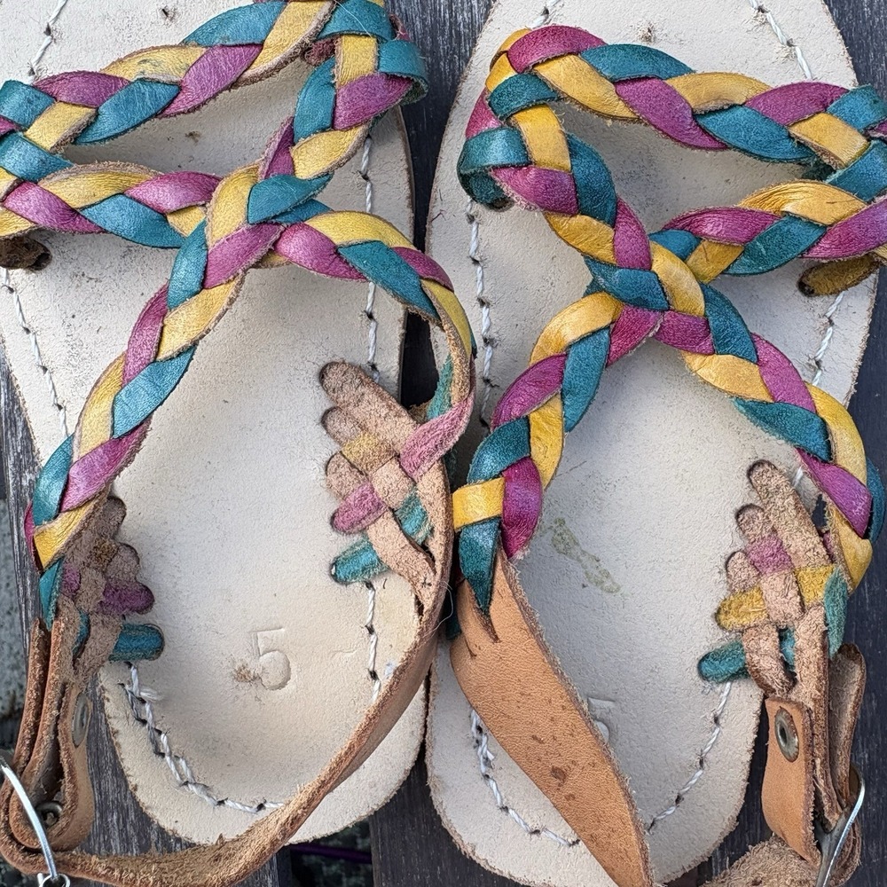 Unbranded Kids 5 Multi Sandals Boho Huarache Braided Leather?* - Picture 7 of 10